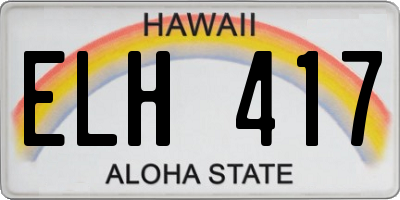 HI license plate ELH417