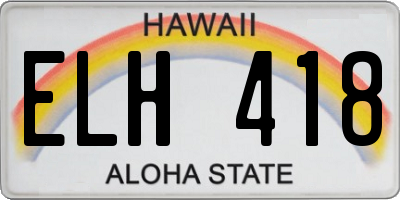 HI license plate ELH418