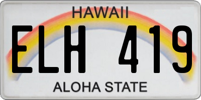 HI license plate ELH419