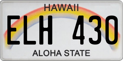 HI license plate ELH430