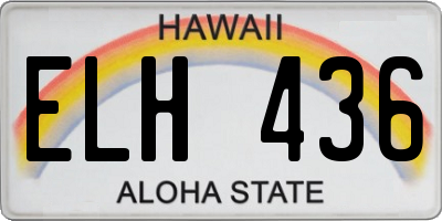 HI license plate ELH436