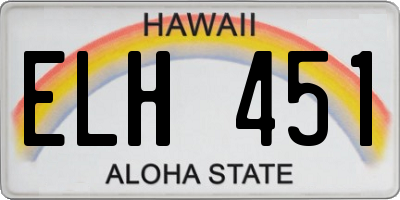 HI license plate ELH451