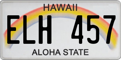 HI license plate ELH457