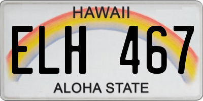 HI license plate ELH467