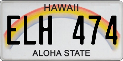 HI license plate ELH474