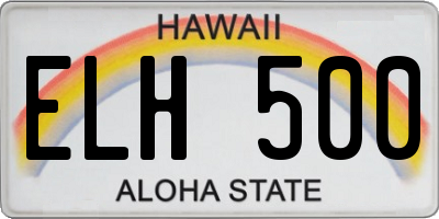HI license plate ELH500