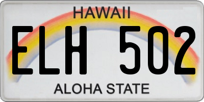 HI license plate ELH502