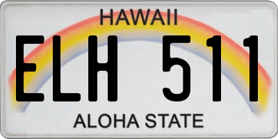 HI license plate ELH511