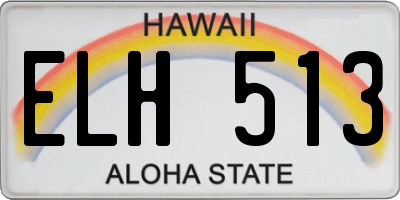 HI license plate ELH513