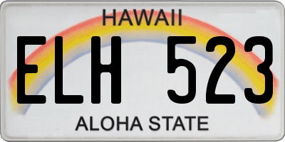 HI license plate ELH523