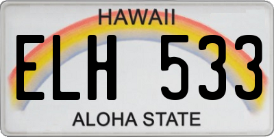 HI license plate ELH533