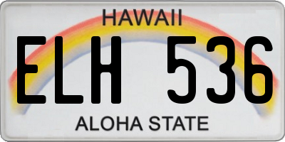 HI license plate ELH536