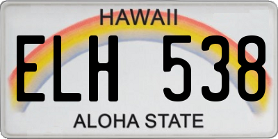 HI license plate ELH538