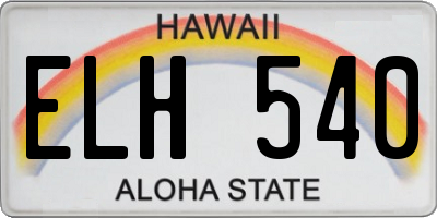 HI license plate ELH540
