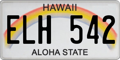 HI license plate ELH542
