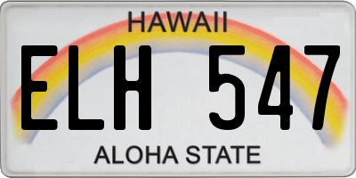 HI license plate ELH547