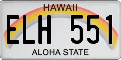 HI license plate ELH551