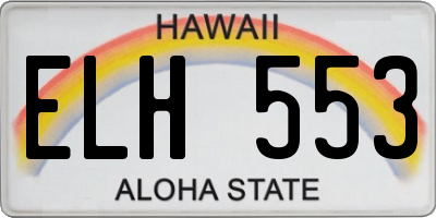 HI license plate ELH553