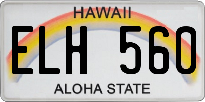 HI license plate ELH560