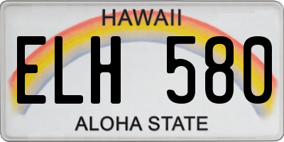 HI license plate ELH580