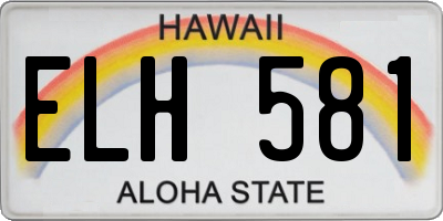 HI license plate ELH581