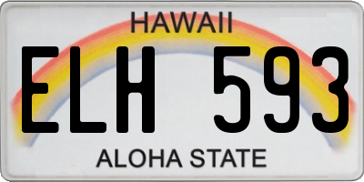 HI license plate ELH593