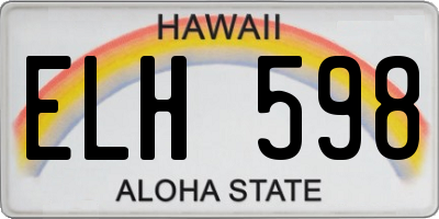 HI license plate ELH598