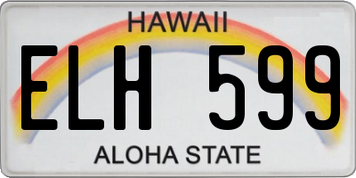 HI license plate ELH599
