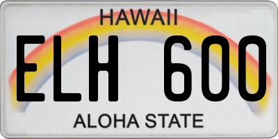 HI license plate ELH600