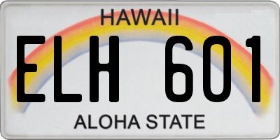 HI license plate ELH601