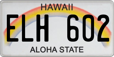 HI license plate ELH602