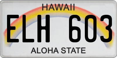 HI license plate ELH603