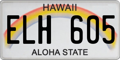 HI license plate ELH605