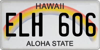 HI license plate ELH606