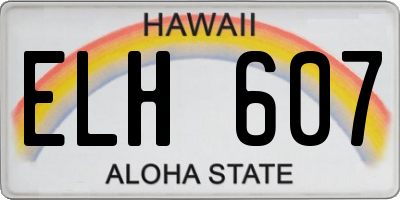 HI license plate ELH607