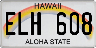 HI license plate ELH608
