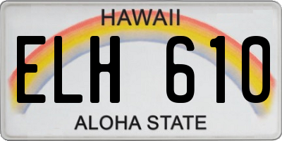 HI license plate ELH610