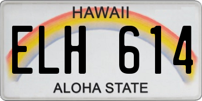 HI license plate ELH614