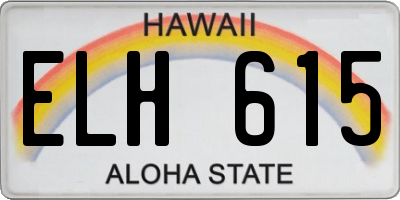 HI license plate ELH615