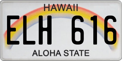HI license plate ELH616