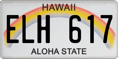 HI license plate ELH617
