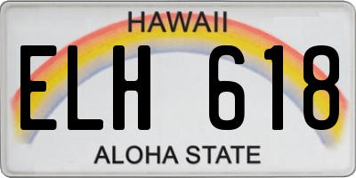 HI license plate ELH618
