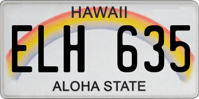HI license plate ELH635