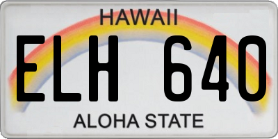 HI license plate ELH640