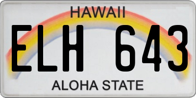 HI license plate ELH643