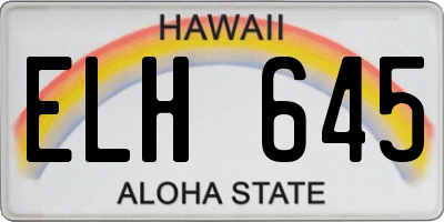 HI license plate ELH645