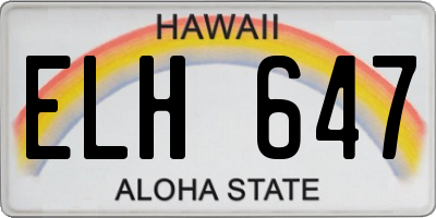 HI license plate ELH647