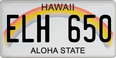 HI license plate ELH650
