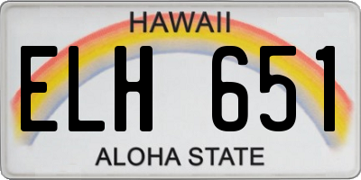 HI license plate ELH651