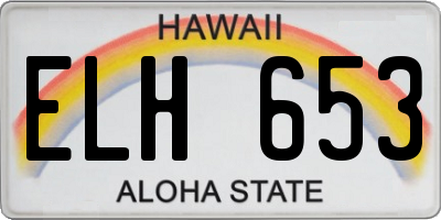 HI license plate ELH653